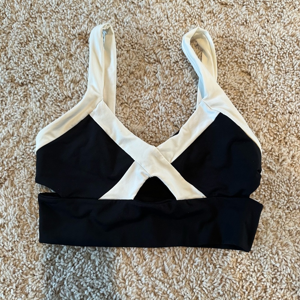 L*Space Black and White Bikini Top